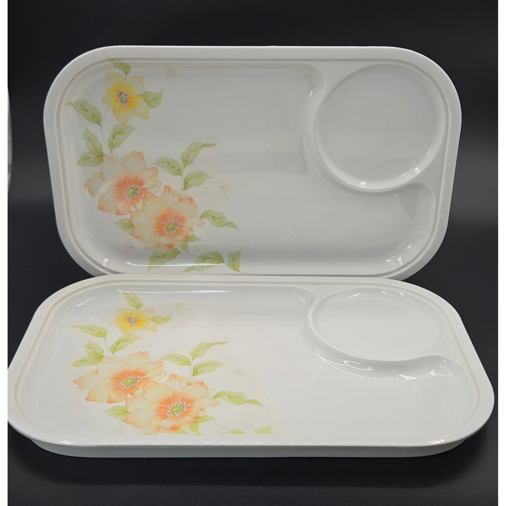 Mala Melamine Divided Trays Set of 2 Floral Orange Yellow White T-35/6-245